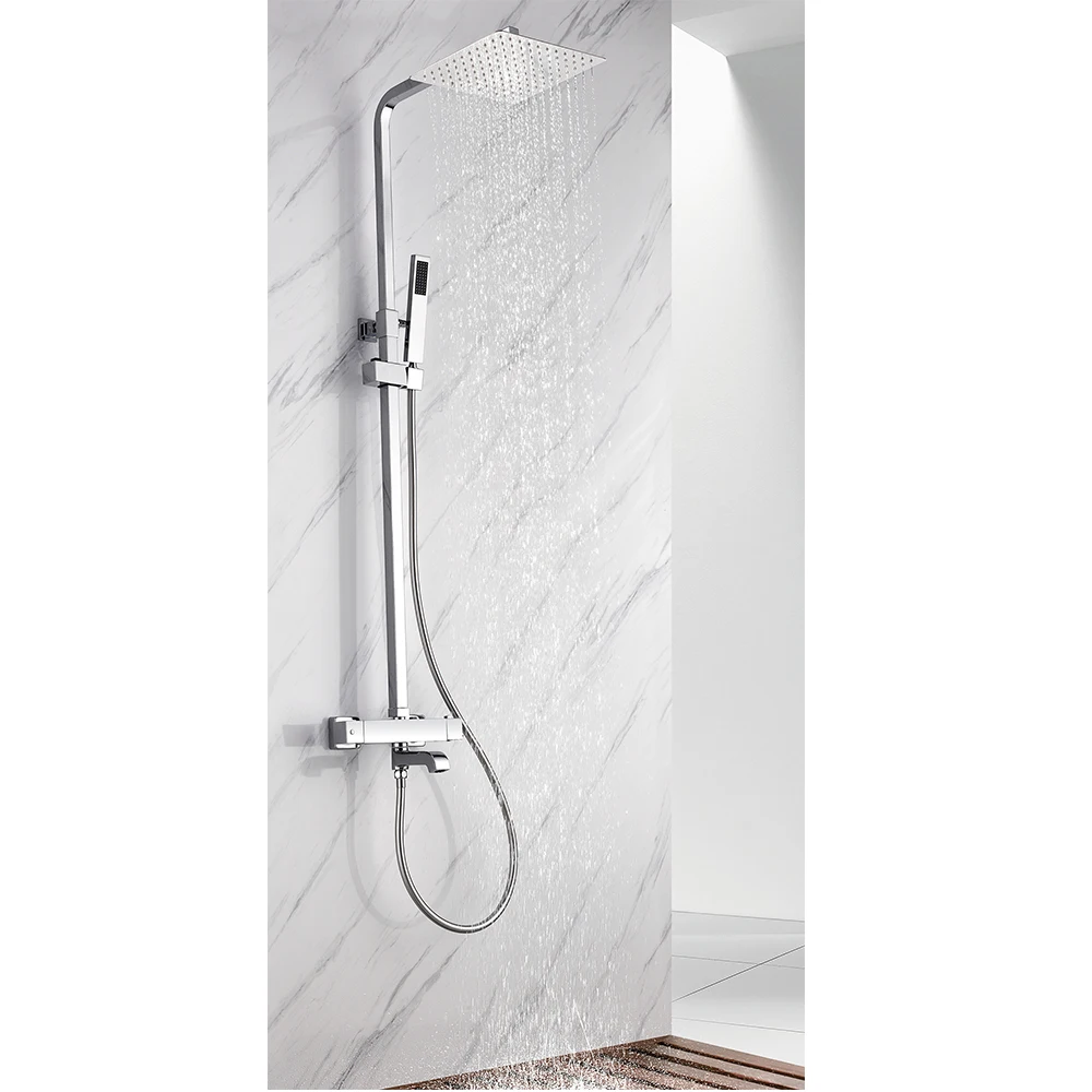 

Tang Gao Luxury Wall-Mounted Copper Chrome Shower Faucet Set Soft Spray Home and Hotel Bathroom Fixture with Ceramic Valve Core