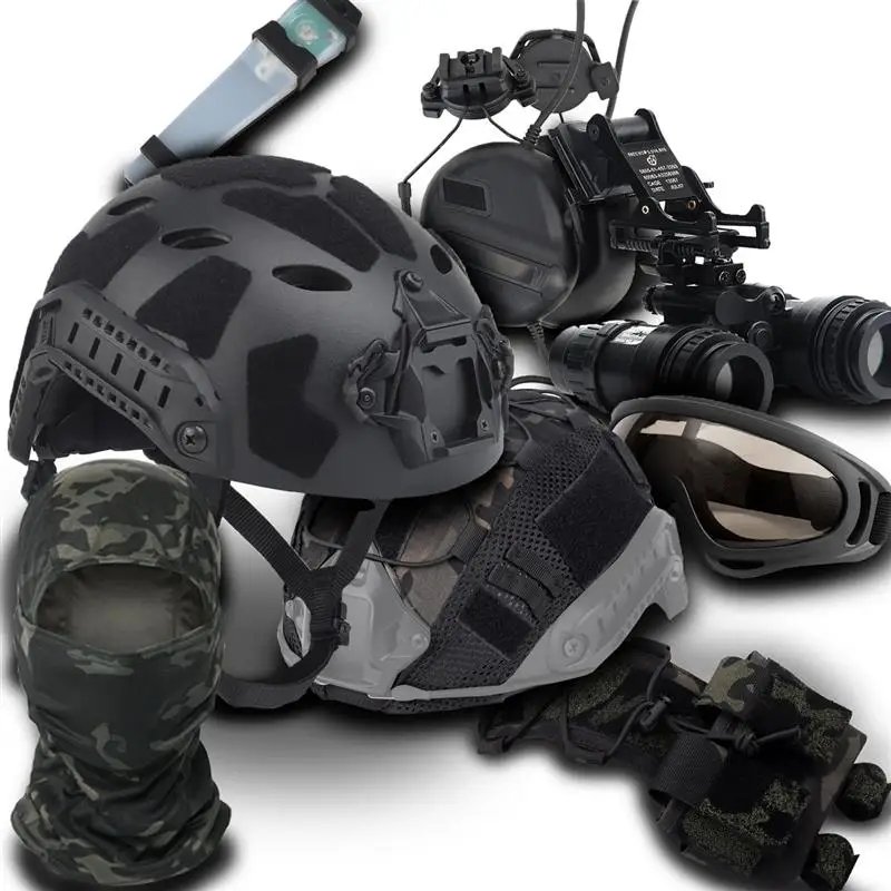 Imagem -02 - Auscultadores e Óculos de Alta Definição Táticos Airsoft Conjunto Capacete Modelo de Telescópio Dual-pass Equipamento Cosplay Faixa de Tiro