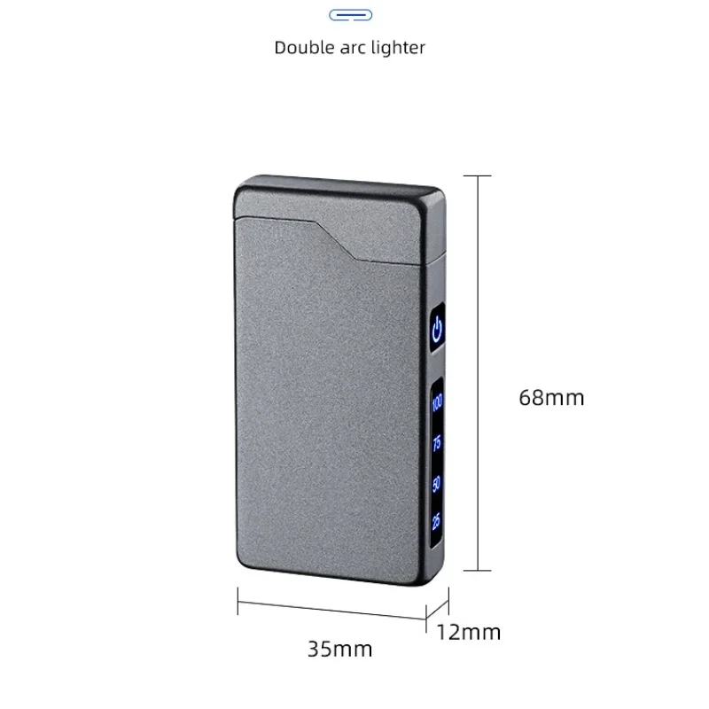 Type-C Fast Charging Windproof Metal Lighter USB LED Power Double Arc Lighter Rechargeable Digital Display Touch Sensor Lighters view 6