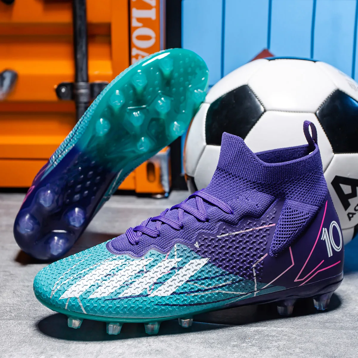 

Men's High Tops Lace Up Soccer Cleats, Lightweight Professional Athletic Football Cleats Mens Athletic Shoes for Training Soccer