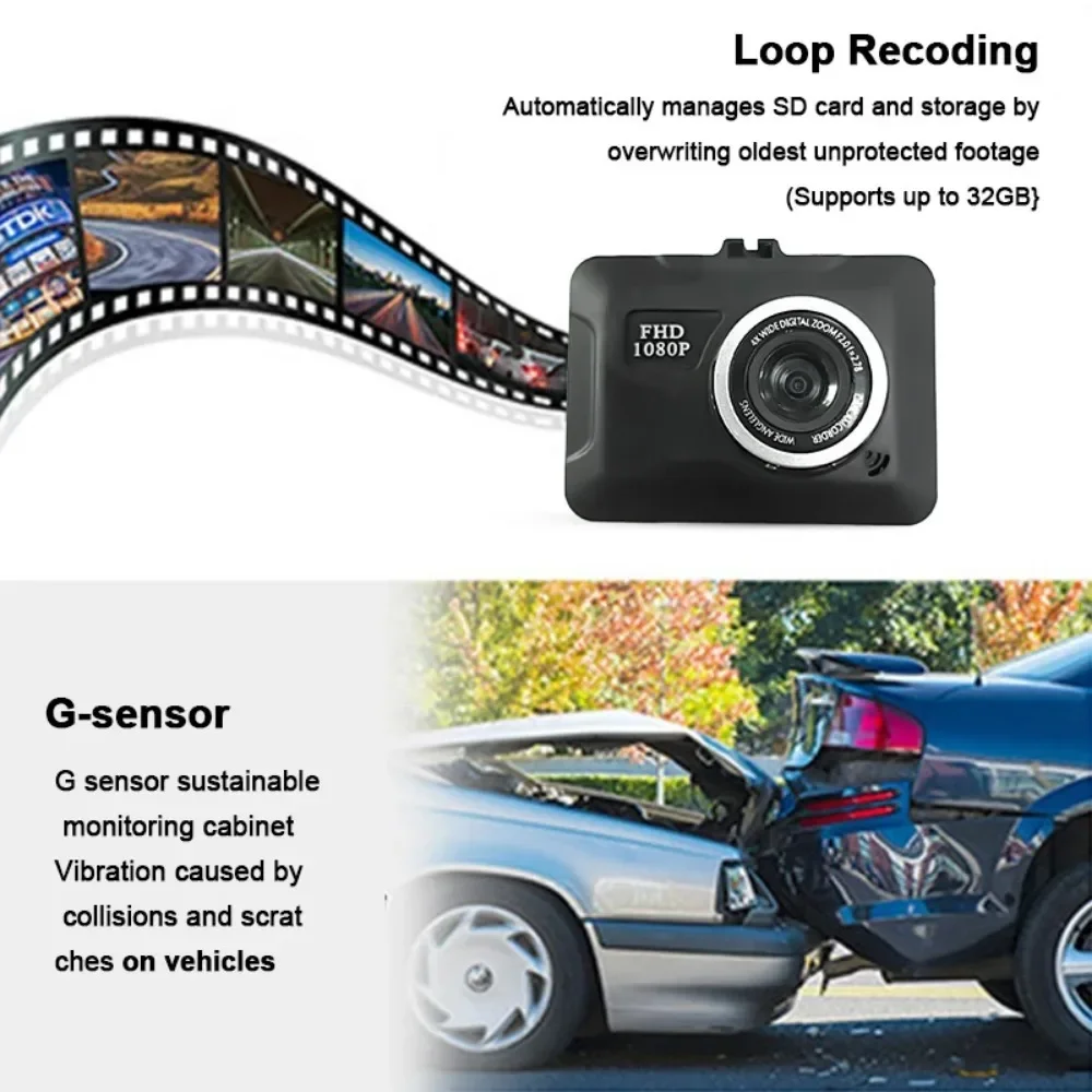 Car DVR FHD 1080P Night Vision - Upgraded 2.0 Inch Mini Car Screen Dash Camera Night Vision Dashboard Camera Parking Monitor