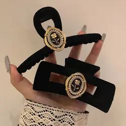 Regal Black Velvet Vintage Rose Women Head Bands Hair Grab Clip Goth Bridal Tiara Flower Jewelry Headdress Hair Accessories