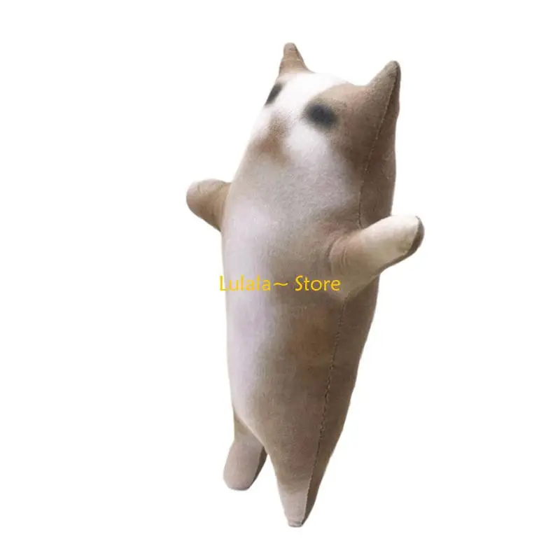 Y4QA وسادة قطط لطيفة من القطيفة، صغيرة واقفة وناعمة، هدية تزيين المنزل