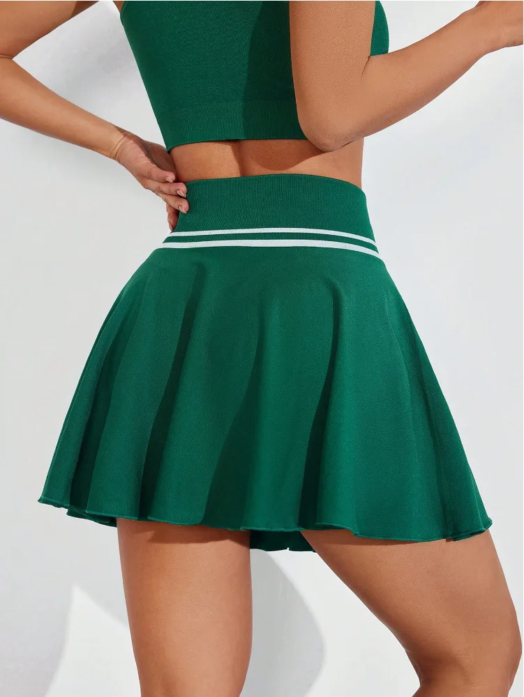 top One piece tennis skirt sports skirt badminton skirt seamless knitted four-sided elastic feeling quick dry