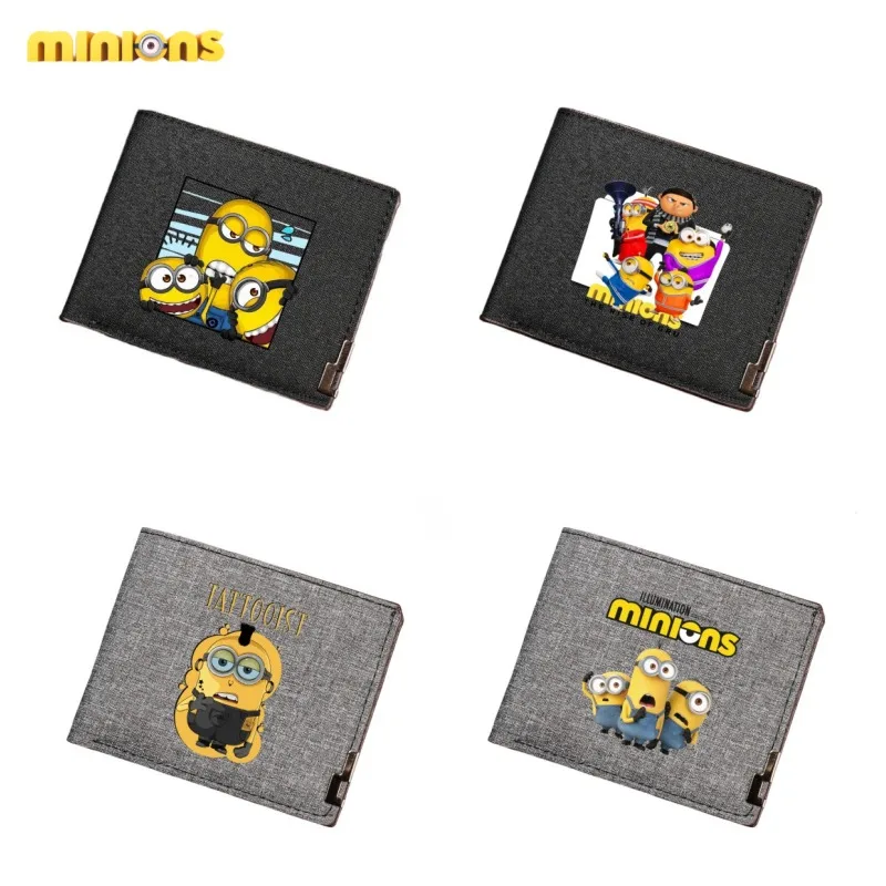 Portefeuille en toile imprimée Minions Animation Interface Cartoon, portefeuille en denim créatif Kawaii, cadeau de vacances préféré mignon, vente en gros