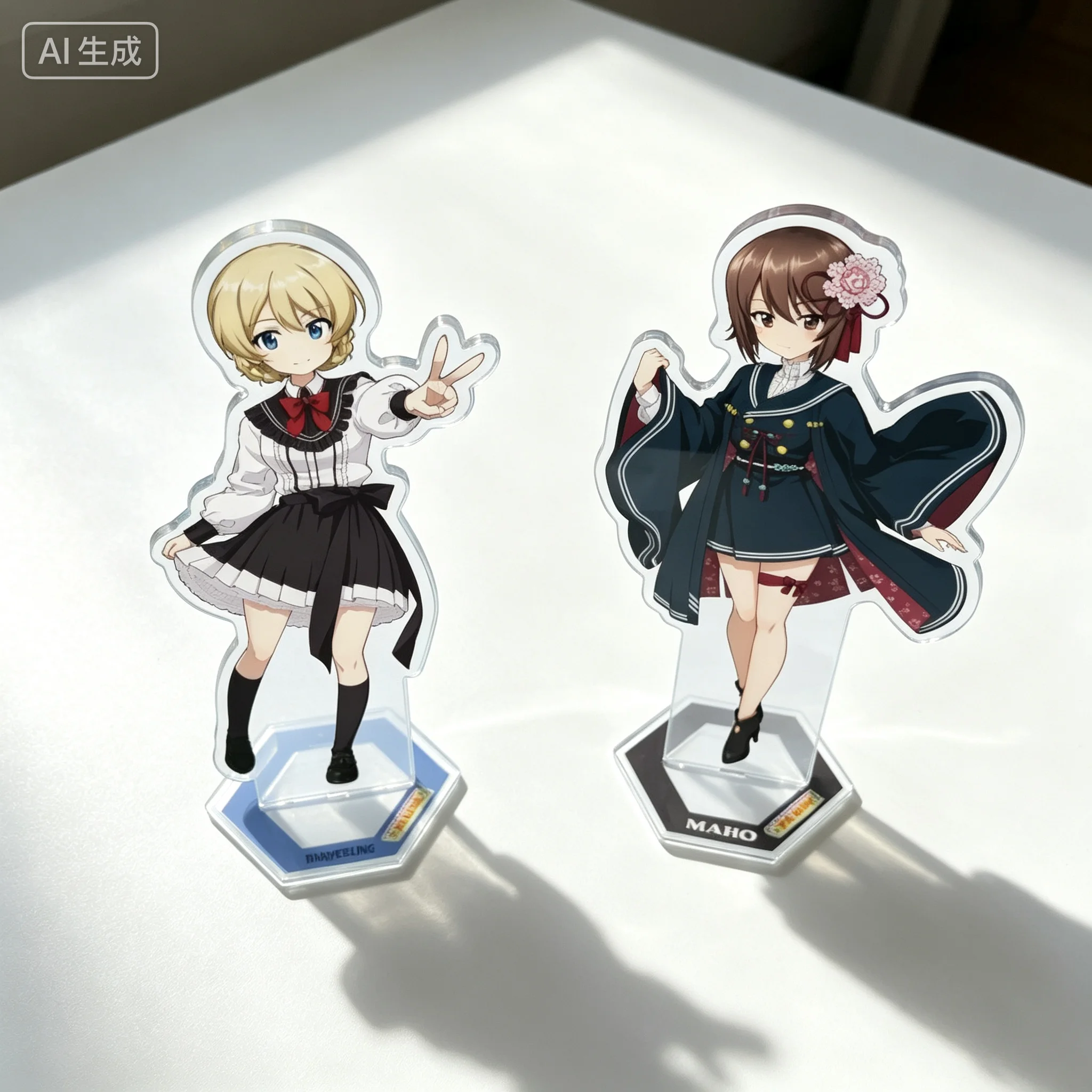 Anime Girls und Panzer: Motto Love Love Sakusen desu! Darjeeling Maho Nishizumi Acrylic Stand Model Plate Keychains Desk Decor