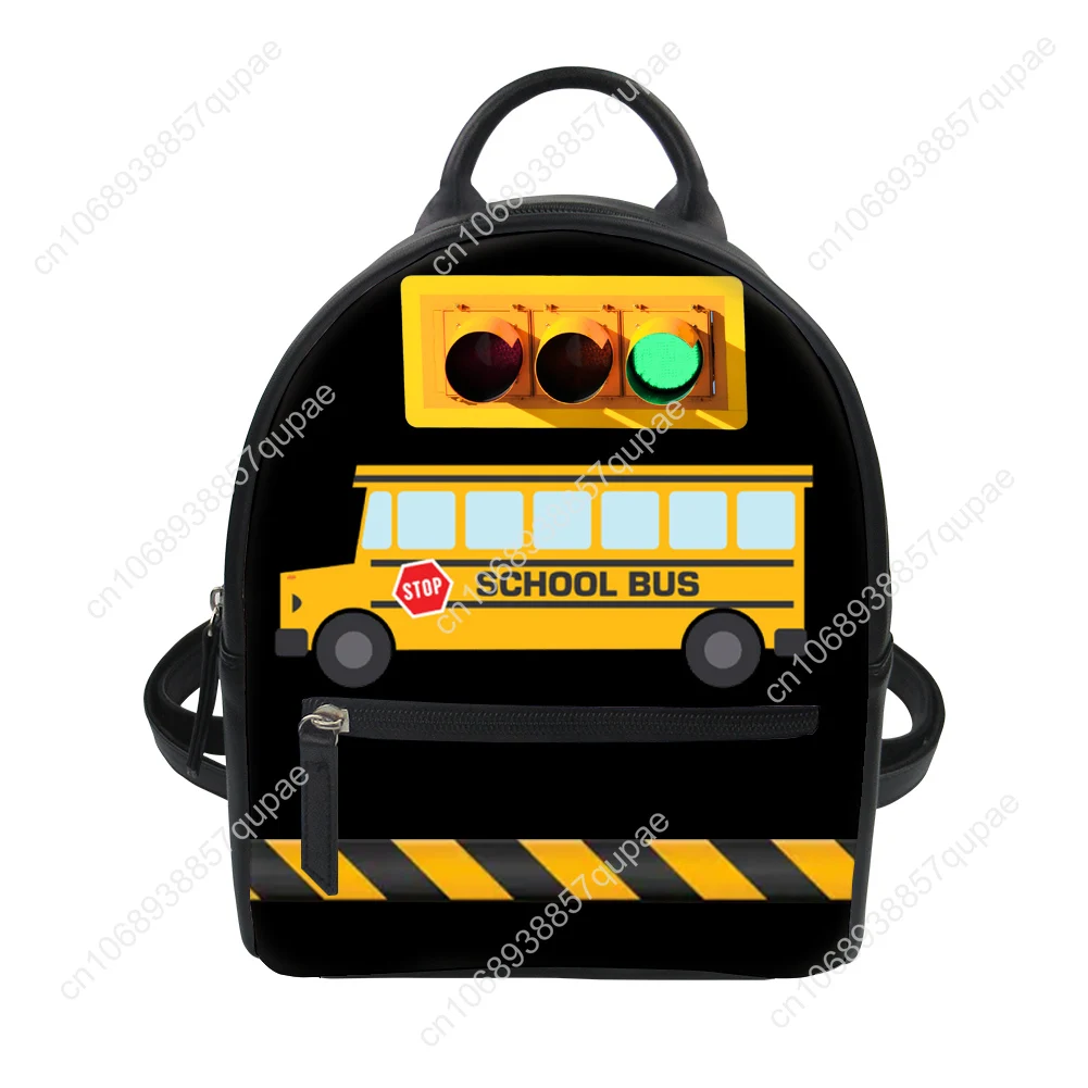 Yellow School Bus Printed Custom Backpack Purse Carter Schoolbags Double Shoulder Bag Mini Daypack Leather Travel Bag
