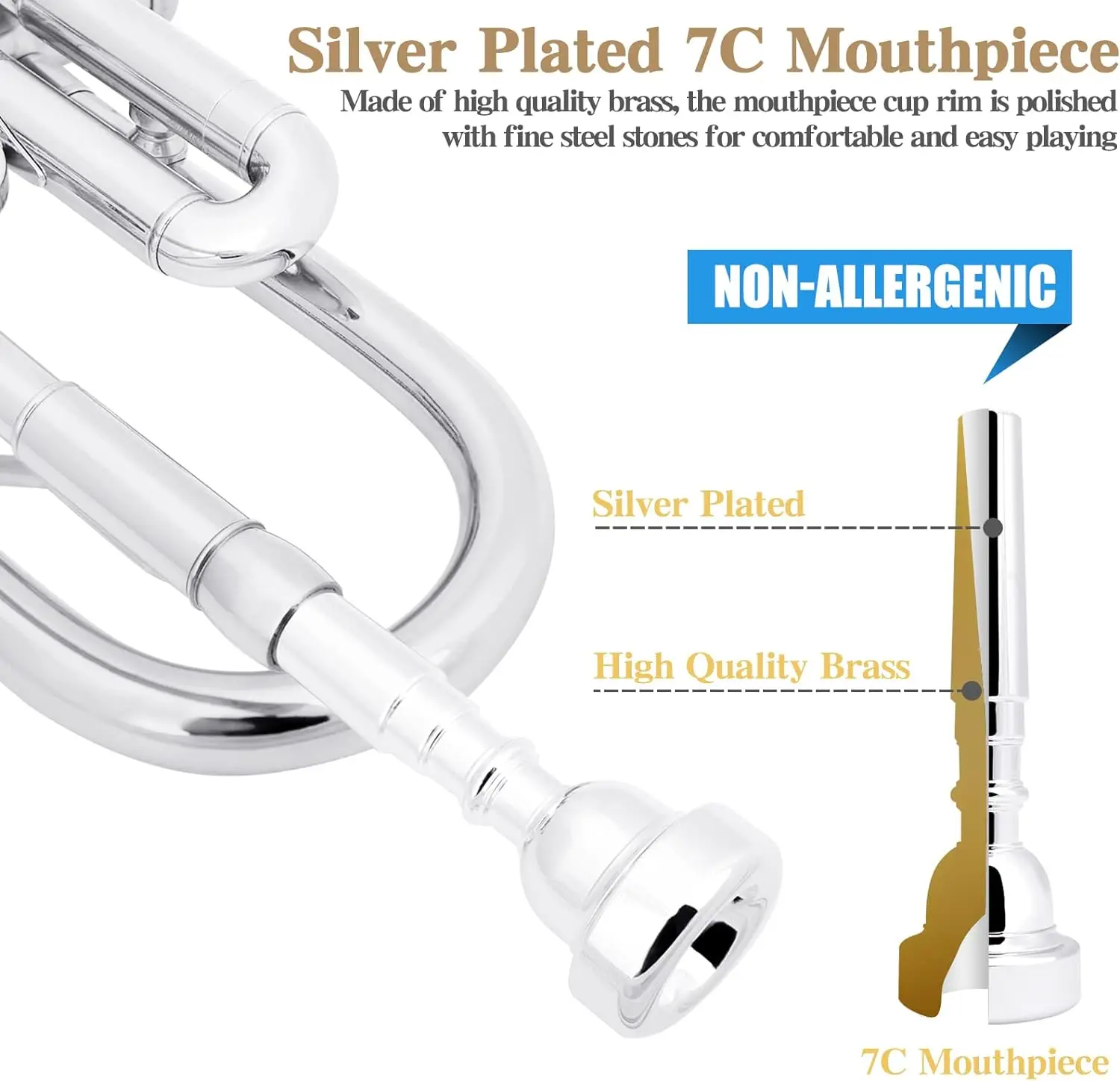 SLADE Trumpet Bb Brass Body Musical Trumpette Professional Trompeta Wind Instrument with Case Mouthpiece Parts & Accessories