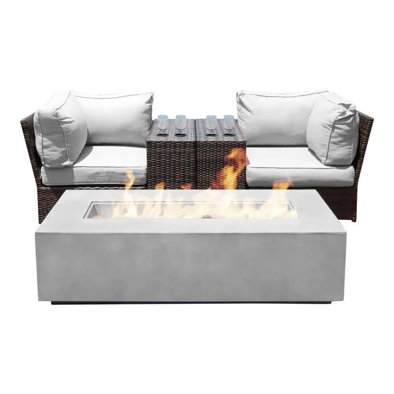 

Outdoor Conversation Set for 2 with Cushions & Concrete Fire Table – Perfect Patio Furniture for Relaxation and Entertaining