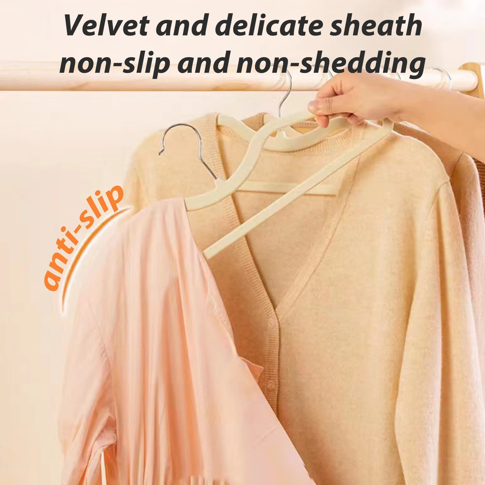 5pcs Velvet Hanger M-shaped Flocking Hangers Short Neck Design No trace Anti-slip Shirt Jacket Coat Storage Racks Spave Saver