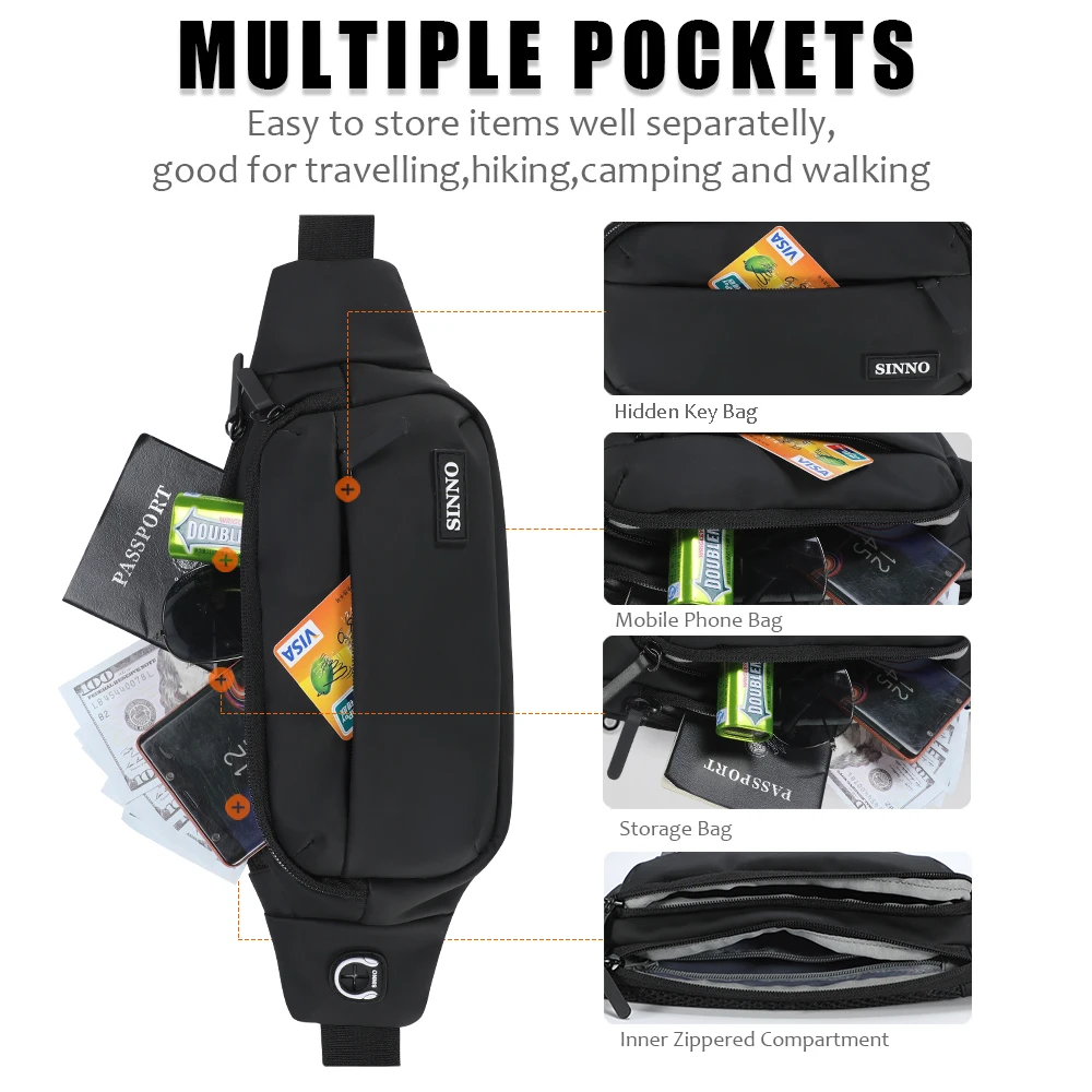 Fanny Packs for men Women L Size PU Leather waterproof Running Belt Bag with Card Slots Waist Bags Crossbody Bolsas riñonera