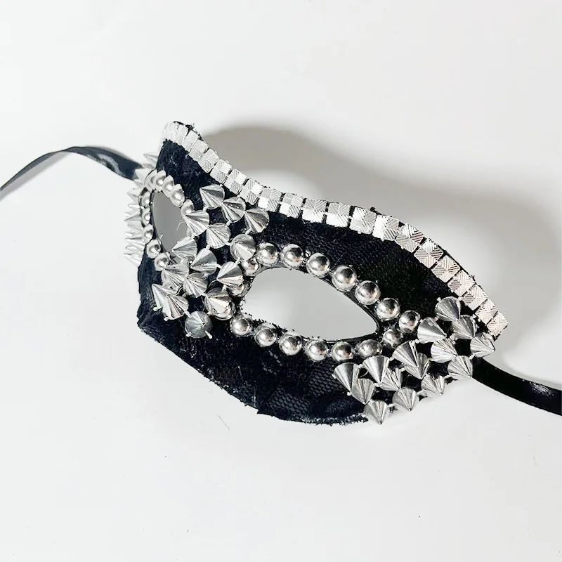 Masquerade Mask for Men Venetian Half Face Mask with Rivets for Mascarade Ball Mardi Gras Halloween Party Carnaval Mask