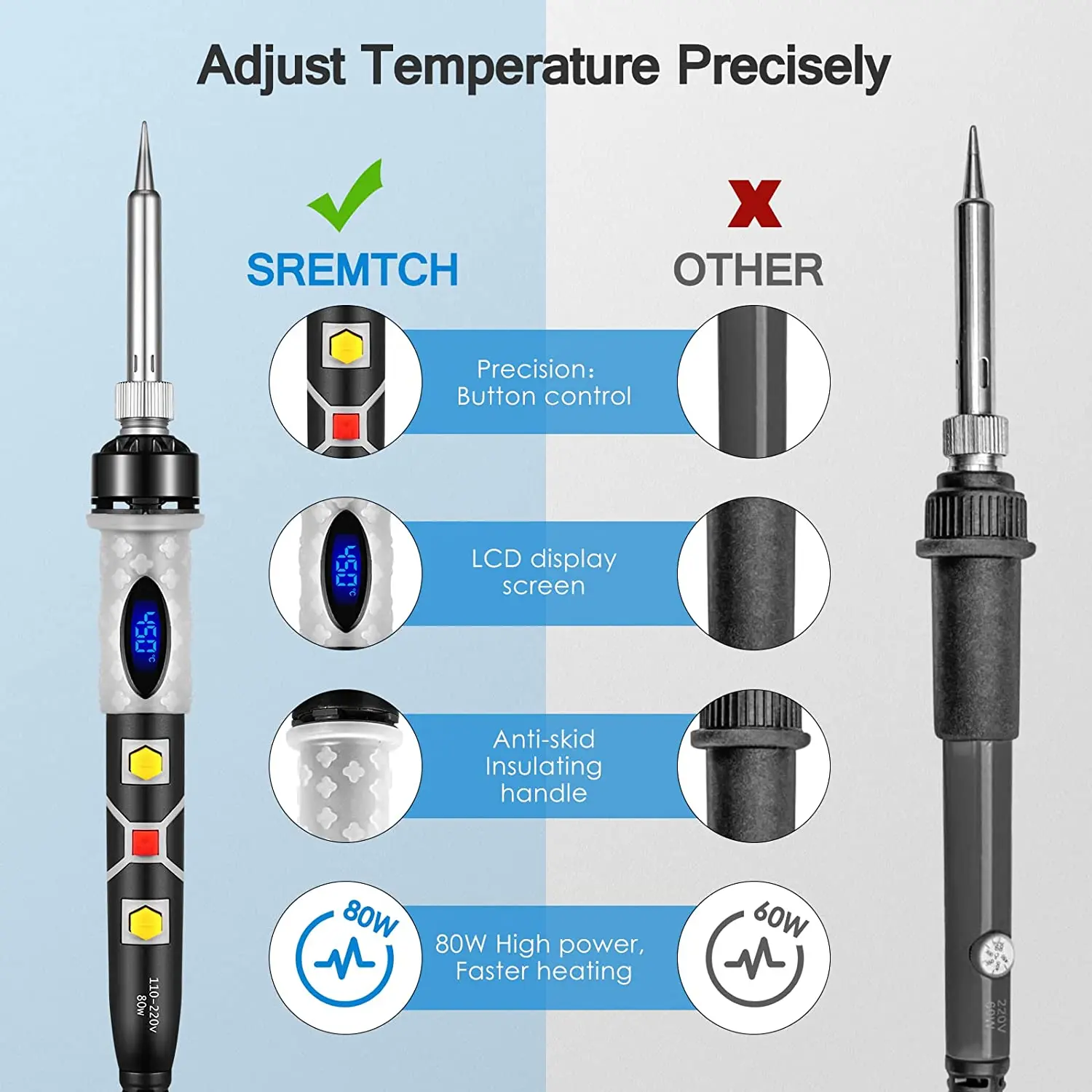 80W Solder Iron Kit Electric Soldering Tools Tips Adjustable Temperature Gas soldering heat repaire tools set welding Station