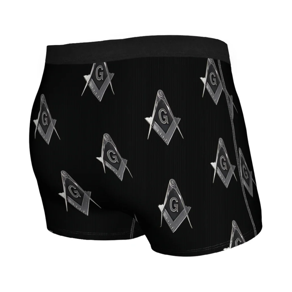 Silver Black Square And Compass Masonic Freemason Underpants Homme Panties Male Underwear Sexy Shorts Boxer Briefs