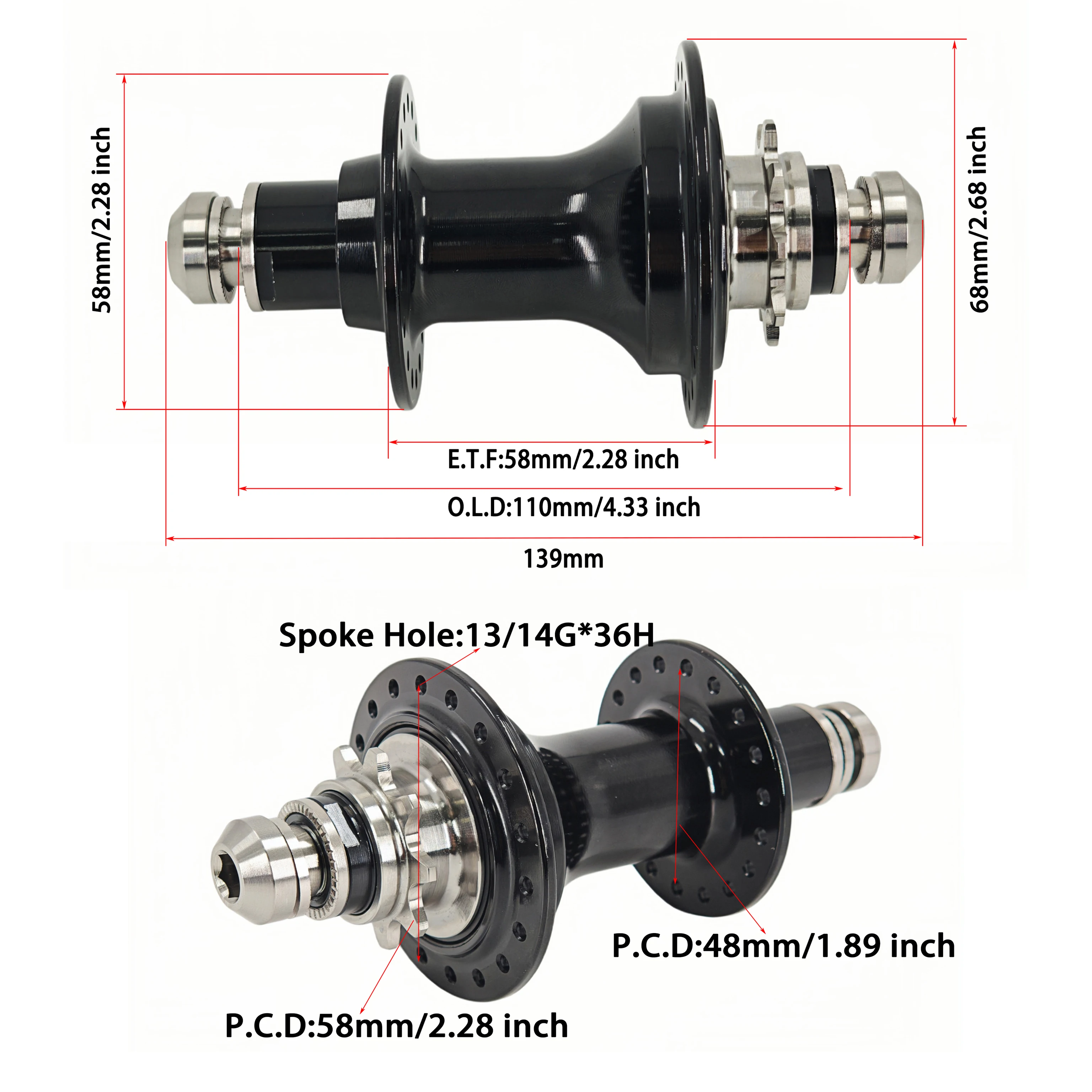 Moyeu de vélo BMX en alliage de titane 36H, axe arrière ultraléger pour mini-vélo, 9T, 120 clics sonores