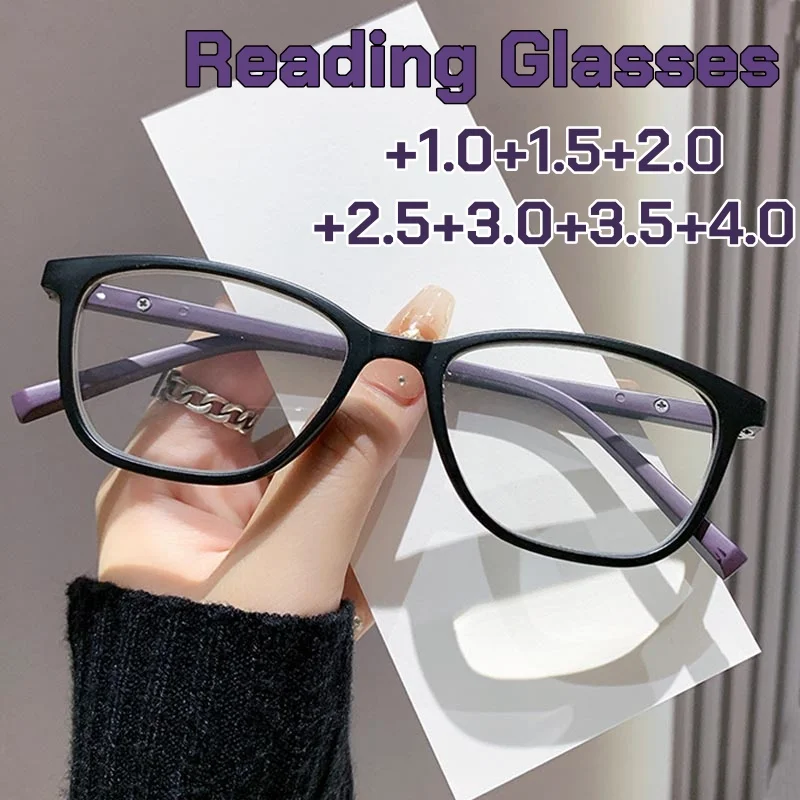 

Unisex Basic Classic Square Frame Reading Glasses New High-end Anti Blue Light Far Sight Eyeglasses Eye Protection Eyewear+4.0