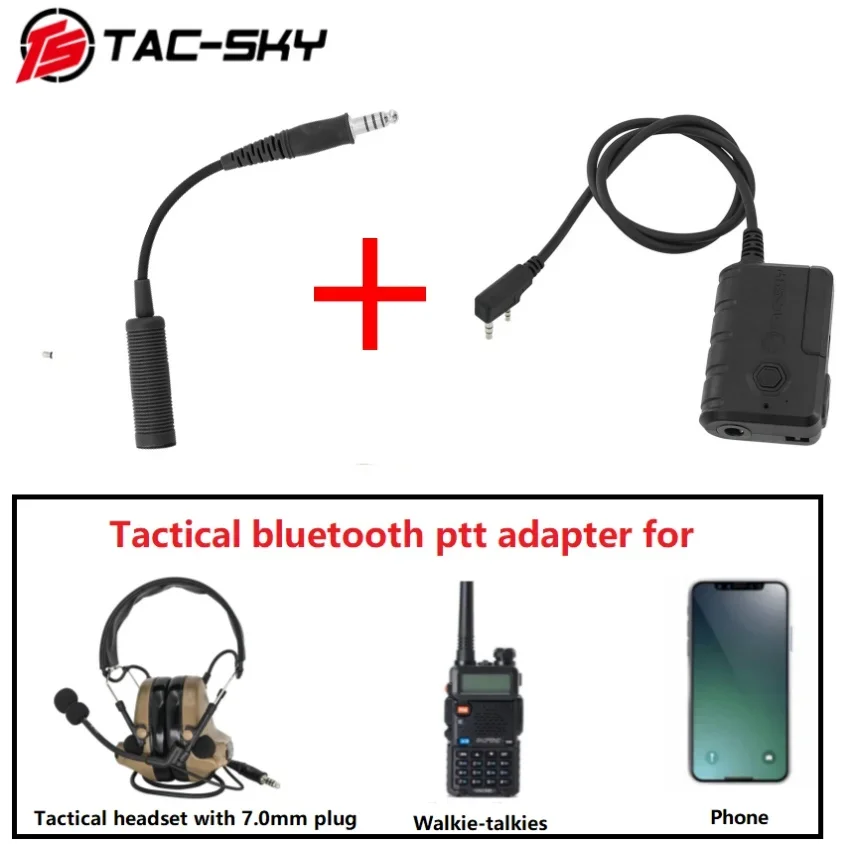 

TAC-SKY Tactical COMTA SORDN Shooting Headphones Adapter Bluetooth Adapter Ptt Hunting Tactical Ptt for Baofeng Walkie Talkie