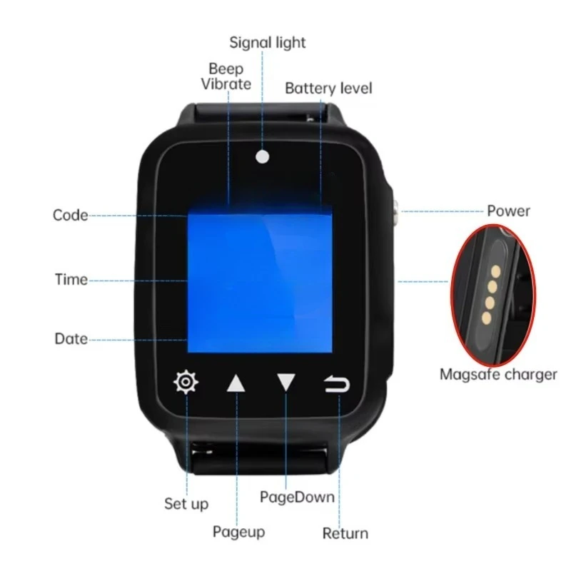 Ringtone Fashion Wireless Restaurant Watch Pager Waiter Call System Comfort