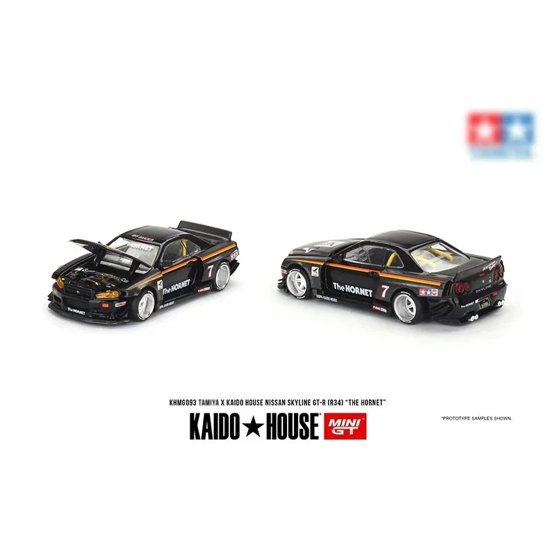 MINIGT 1:64 Kaido House Skyline R34 Carbon TENT V1 Wagon Surf Safari RS Openable Hood Diecast Car Model Miniature KHMGToys