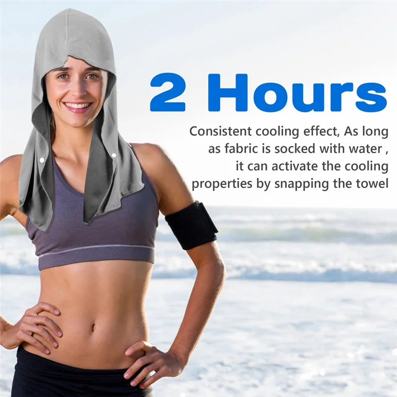 عبوة مناشف التبريد مكونة من قطعتين من المناشف ذات القلنسوة للرقبة والوجه للتخييم في صالة الألعاب الرياضية واليوجا والأنشطة الخارجية