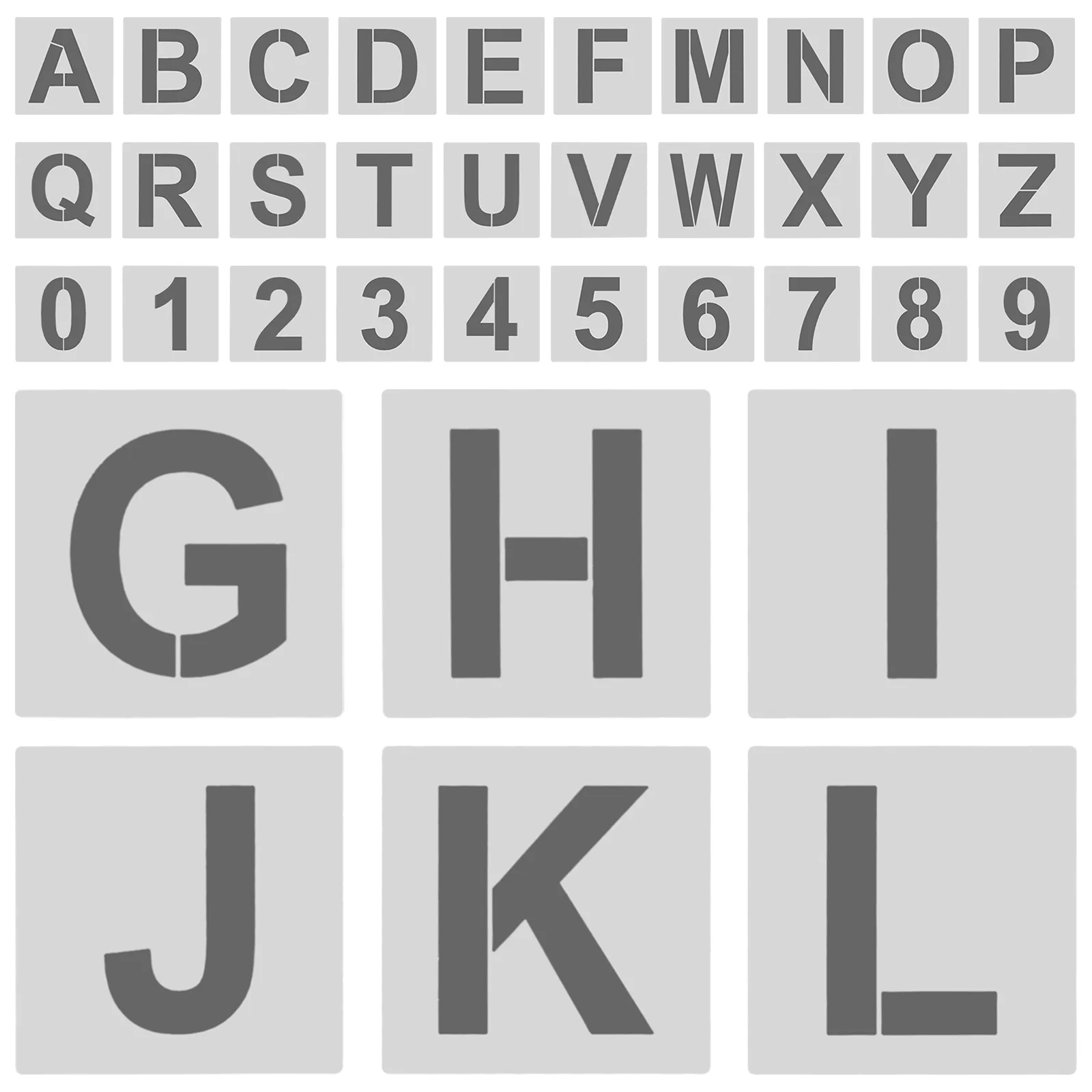 مجموعة واحدة من استنسل أرقام الأبجدية ذاتية الصنع بأحرف إنجليزية قوالب بلاستيكية فارغة قابلة لإعادة الاستخدام للرسم والتعلم المنزلي للمدرسة