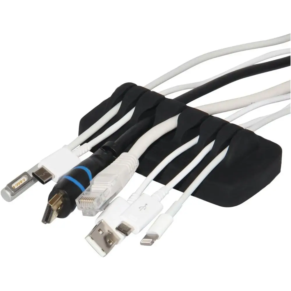 

Sturdy and Compact Silicone Cable Organizer with 4 Reusable Ties - Black