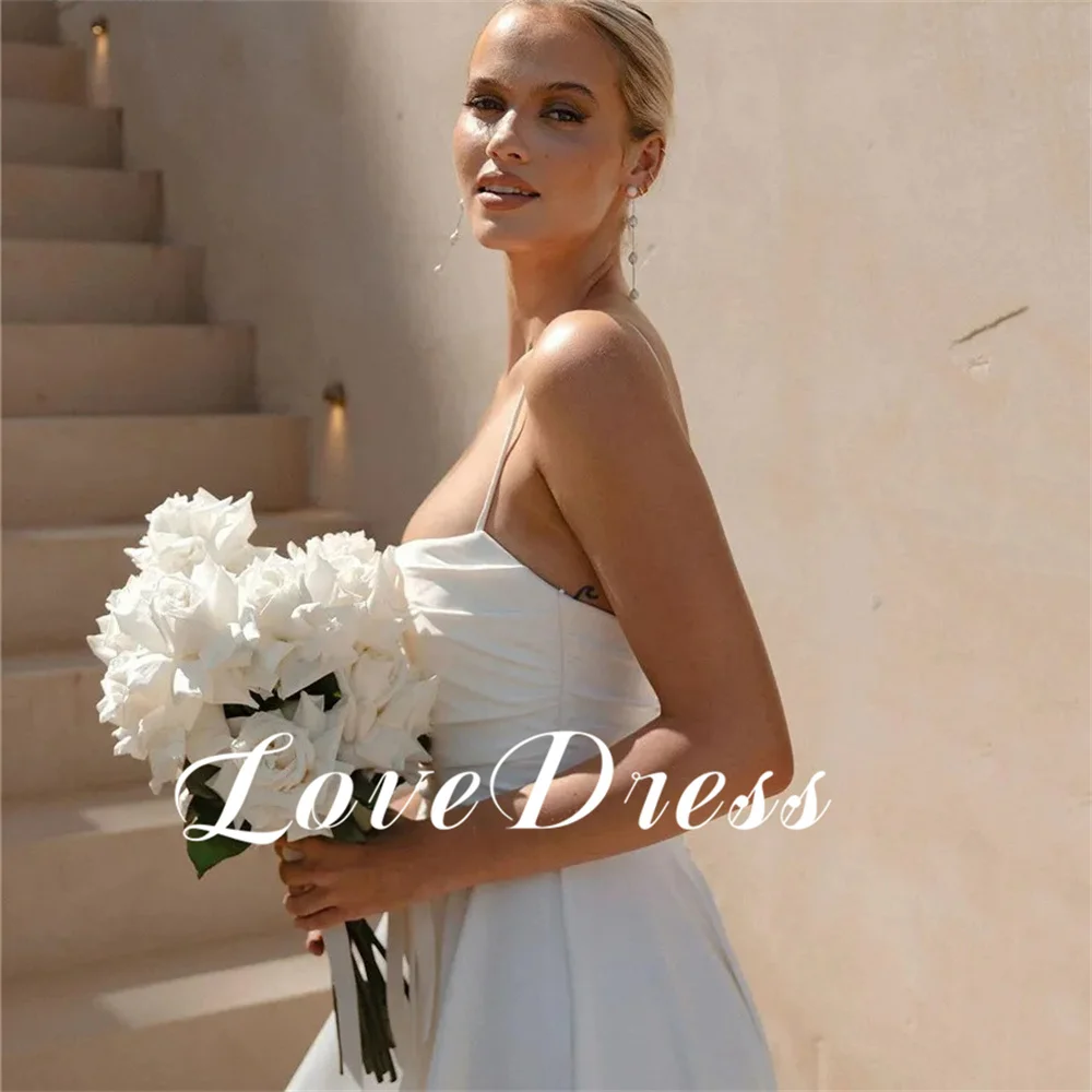 Love Sexy Spaghetti Straps Stain Boat Neck A-Line Wedding fur ses, Simple Fibfloor Length, Backless Patients fur s, bt