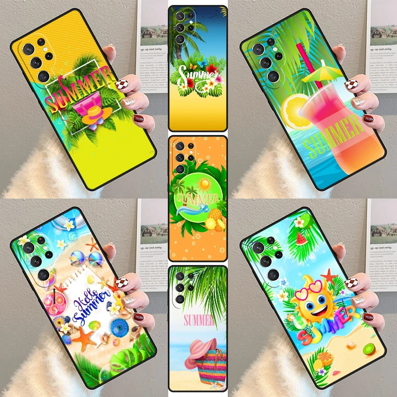 Hello Cool Summer Beach Sea Phone Case For Samsung Galaxy S23 S21 S20 FE S24 S22 Ultra Note20 S10 S9 S8 Plus Silicone Cover