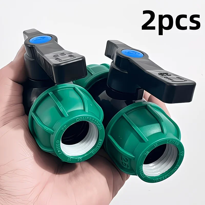2pcs 25mm Quick Connect Shut Off Valve Greenhouse Water Pipe Fittings High Flow Design For Agricultural Irrigation