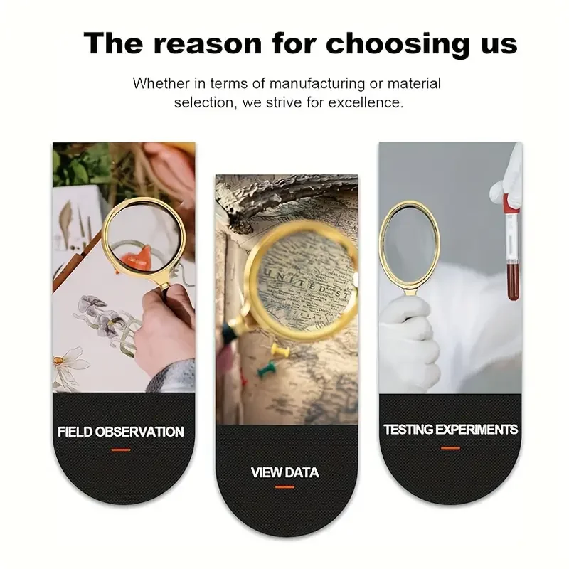 عدسة مكبرة معدنية، عدسة محمولة عالية الدقة 50x للقراءة والمجوهرات ومراقبة الحشرات والعلوم وبداية نار الشمس