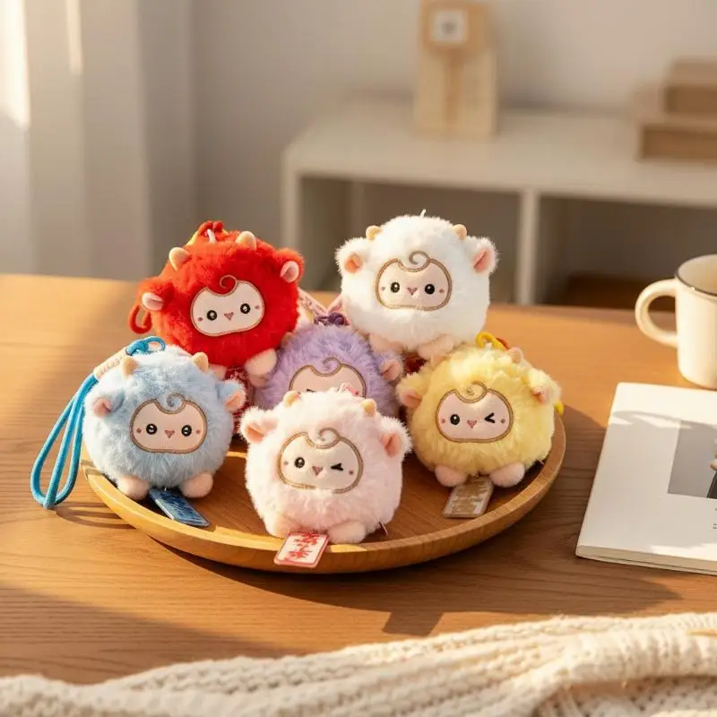 Cute Fluffy Sheep Plush Doll Keychain Soft Stuffed Animal Pendant Creative Bag Charm for Girls Daily Backpack Ornament