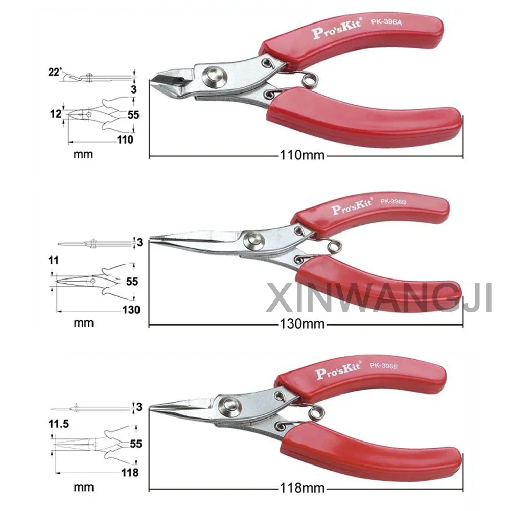 Pro\'sKit Stainless Steel Red Tip Tooth Cutter Cutting Pliers 1PK-396A/396B Electrical Wire Cable Cutters Diagonal Pliers Tools