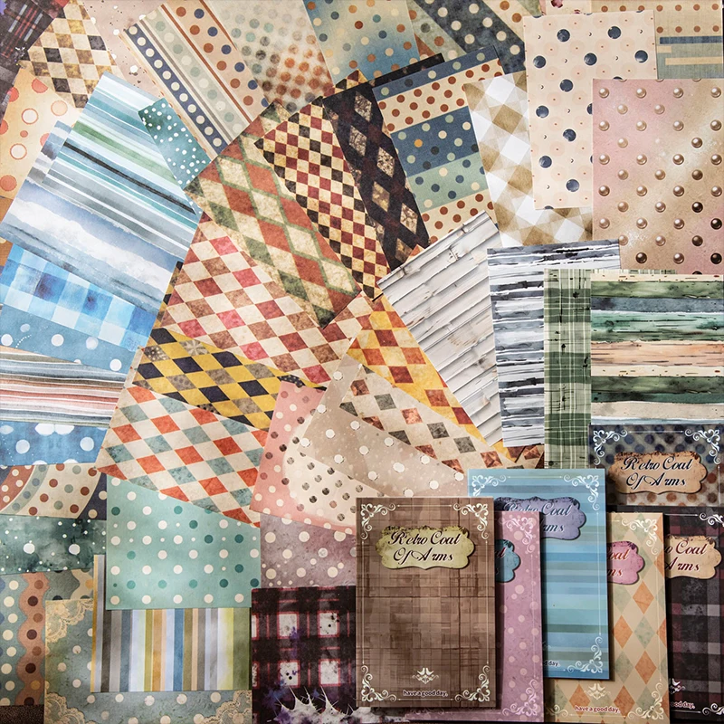 30pcs Retro Coat Of Arms Series Material Papers DIY Junk Journal Diary Photo Album Scrapbooking Background Base Decorative Paper