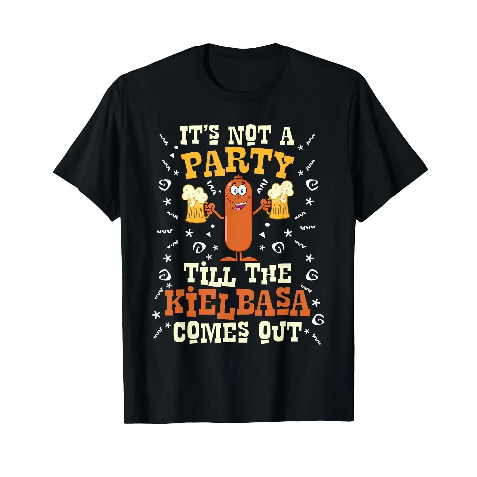 It's Not A Party Till The Kielbasa Comes Out T Shirt vintage Washed Unisex Casual fashion Comfortable homme Breathable
