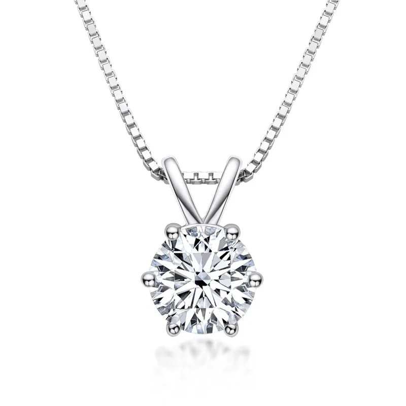 1Carat Moissanite Diamond S925 Sterling Silver Necklaces For Women D Color With GRA Certificate Can Be Detected By The Drill Pen
