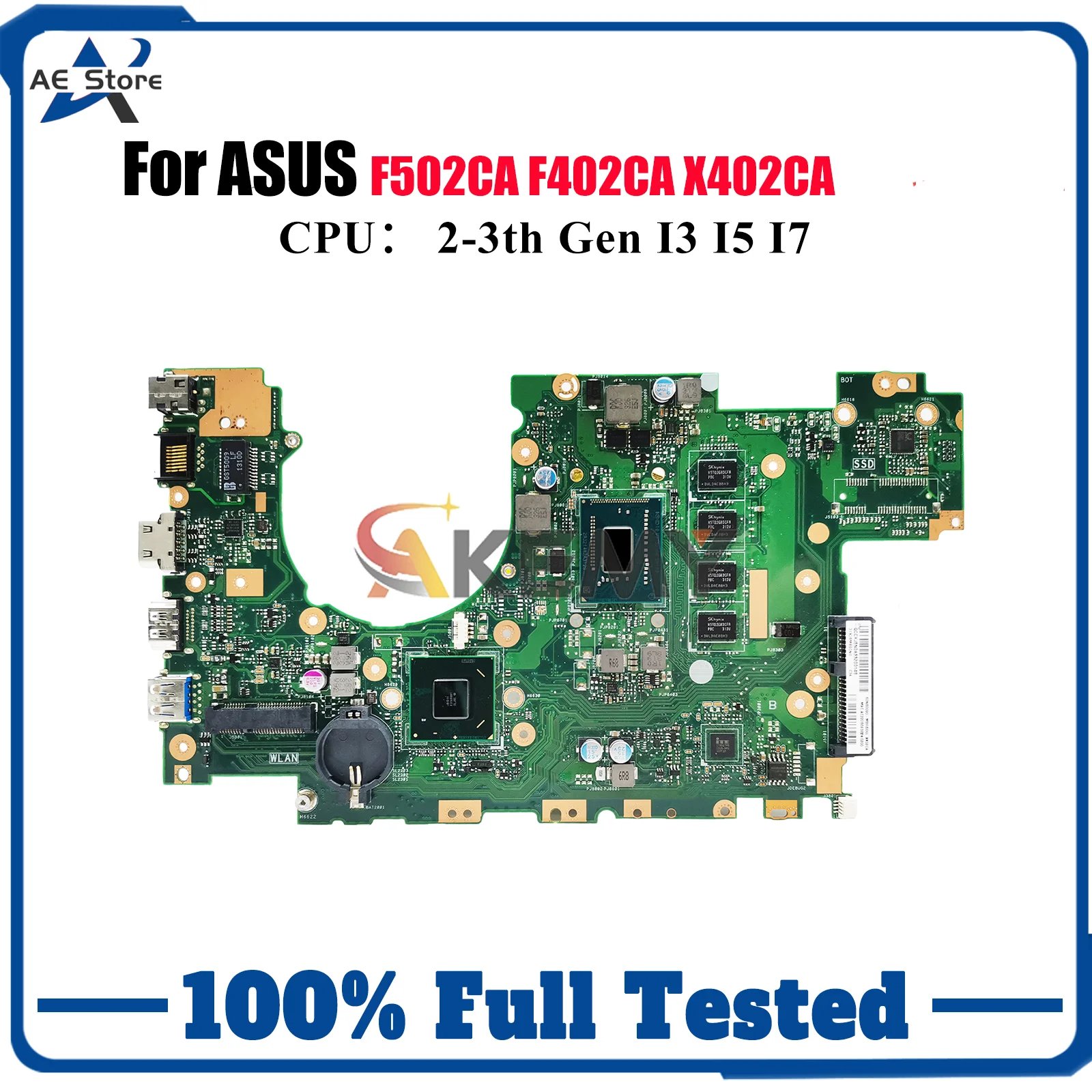 

X402CA Материнская плата для ноутбука ASUS VivoBook F402CA X402CA X402C F502CA Материнская плата для ноутбука с процессором I3 I5 I7 100% tests OK stk