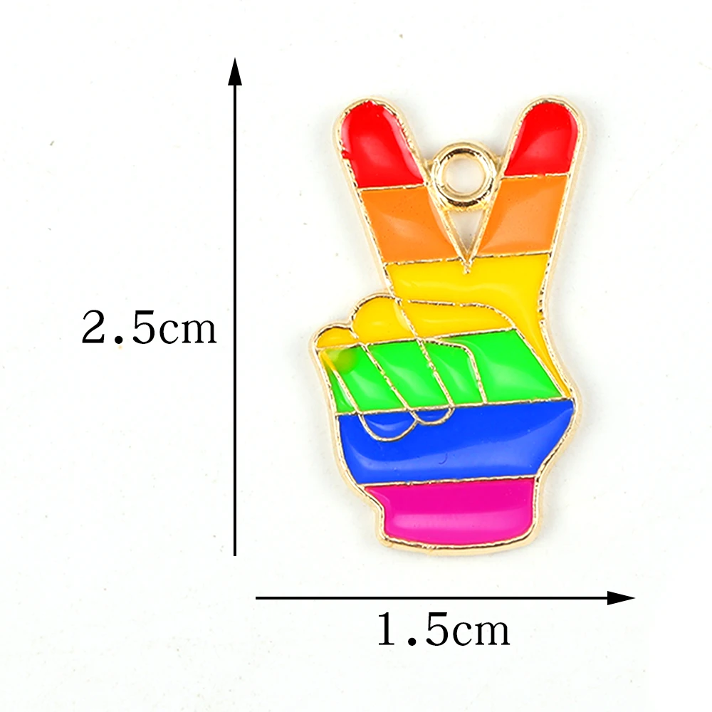 10Pcs Mixed Cute Enamel Rainbow Love Heart Flag Charms Pendants for Jewelry Making DIY Earrings Necklace Keychain Craft Supplies