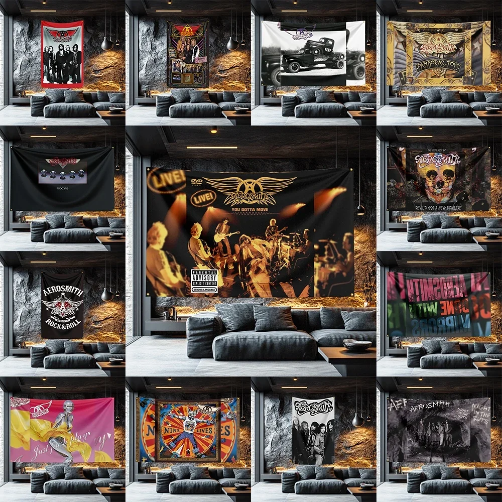 Aerosmith Tribute Rock Flag  Polyester Banner For Studio Wall Decor Musician Gift