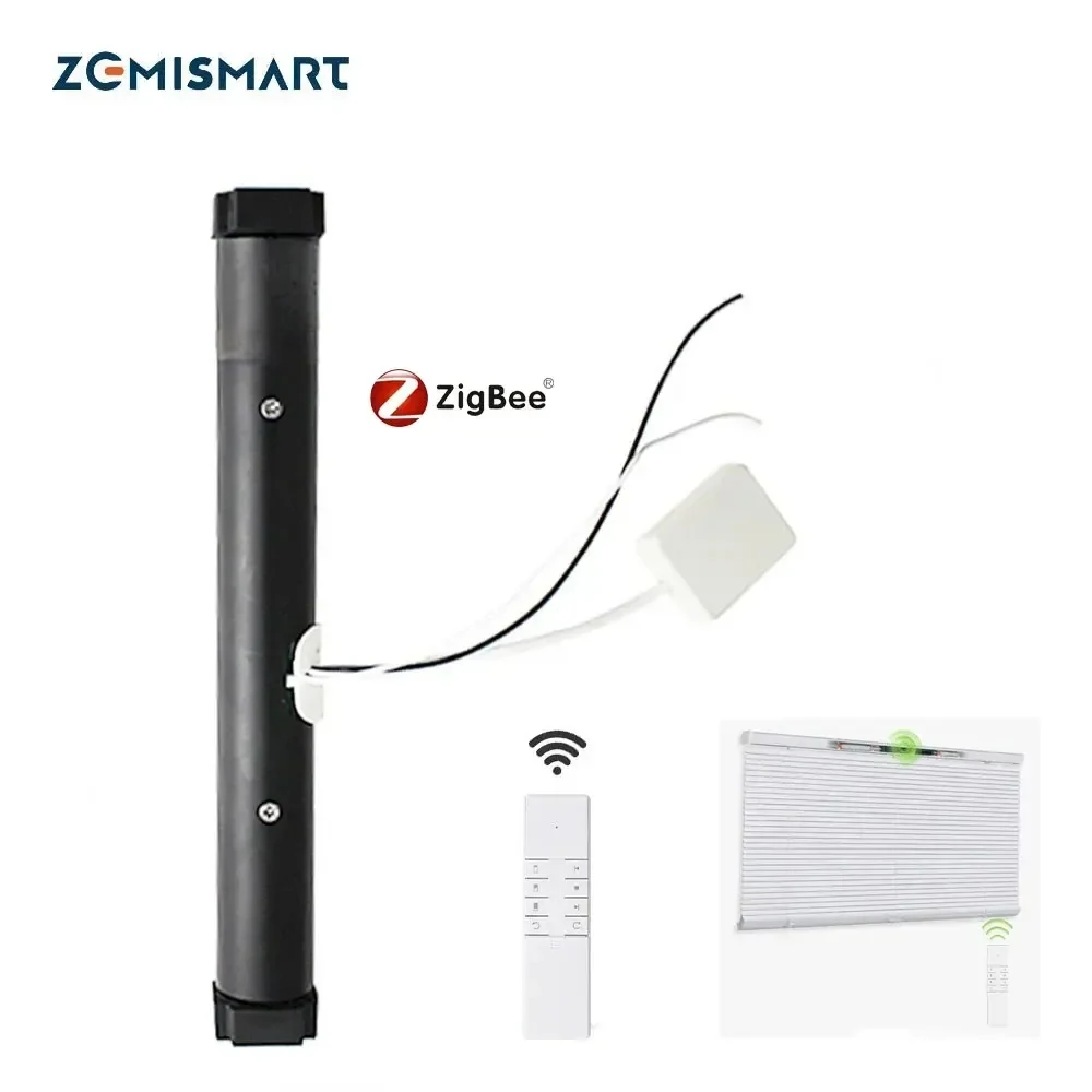 Zemismart Zigbee Blind Motor for Aluminum Roman Shade Honeycomb Curtain Work with Tuya Alexa Google Home Smart Control