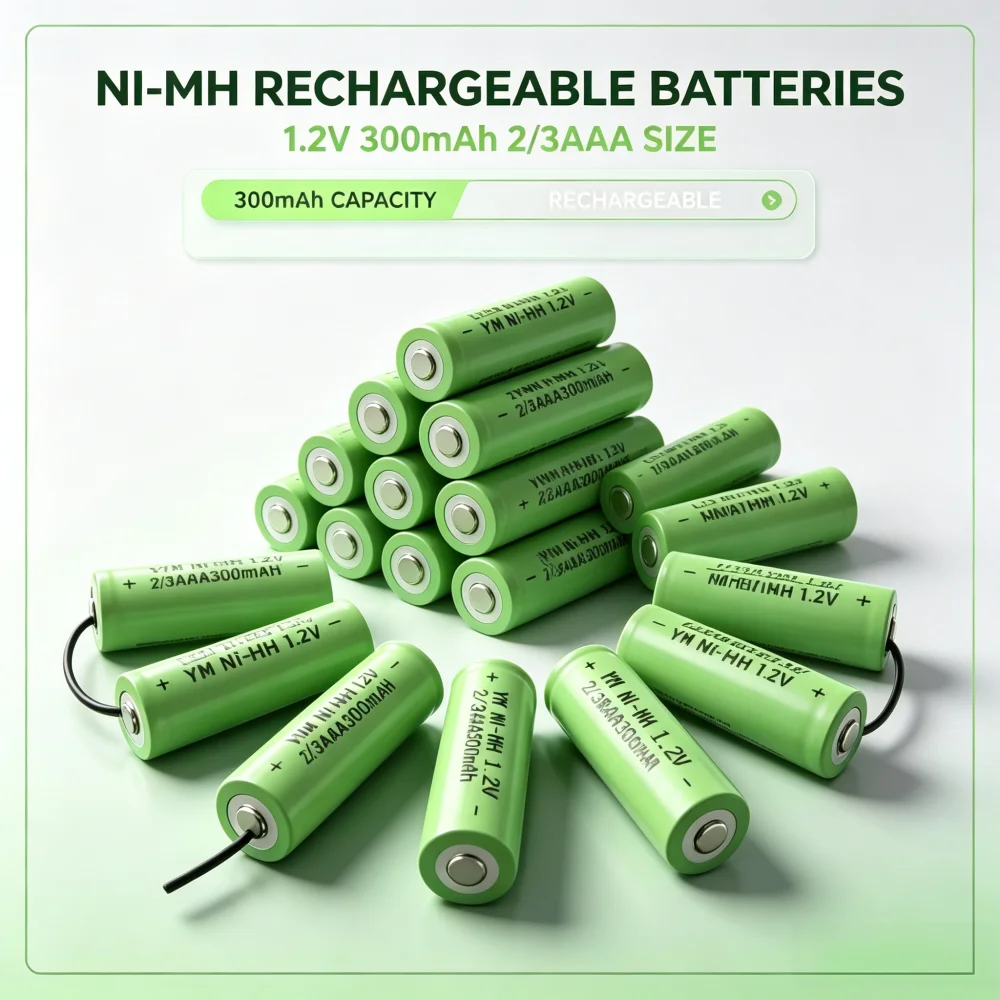 2/3 AAA 1.2V NIMH Rechargeable Battery Pack with Nickel Strap, Suitable for Electric Shavers