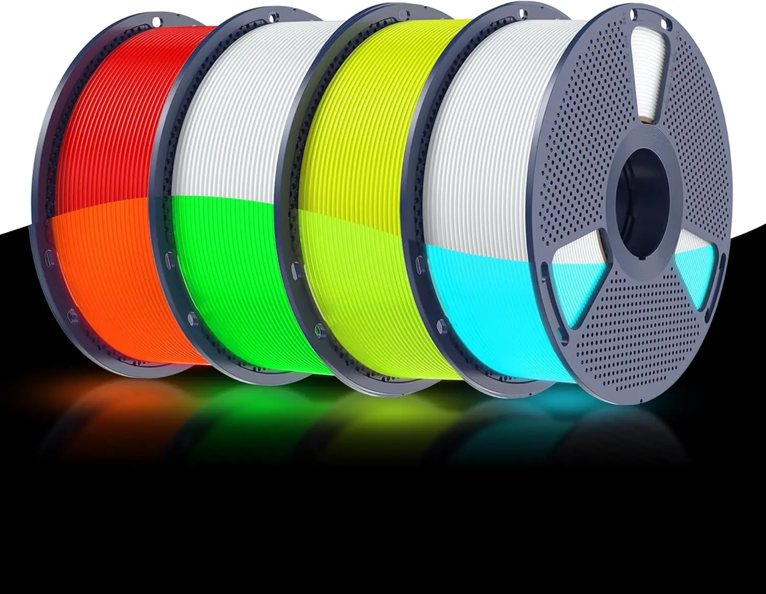 

Glow in Dark PLA Filament Bundle 1.75mm, 4kg Total with Blue/Green/Red/Yellow Colors, High Accuracy +/-0.02mm