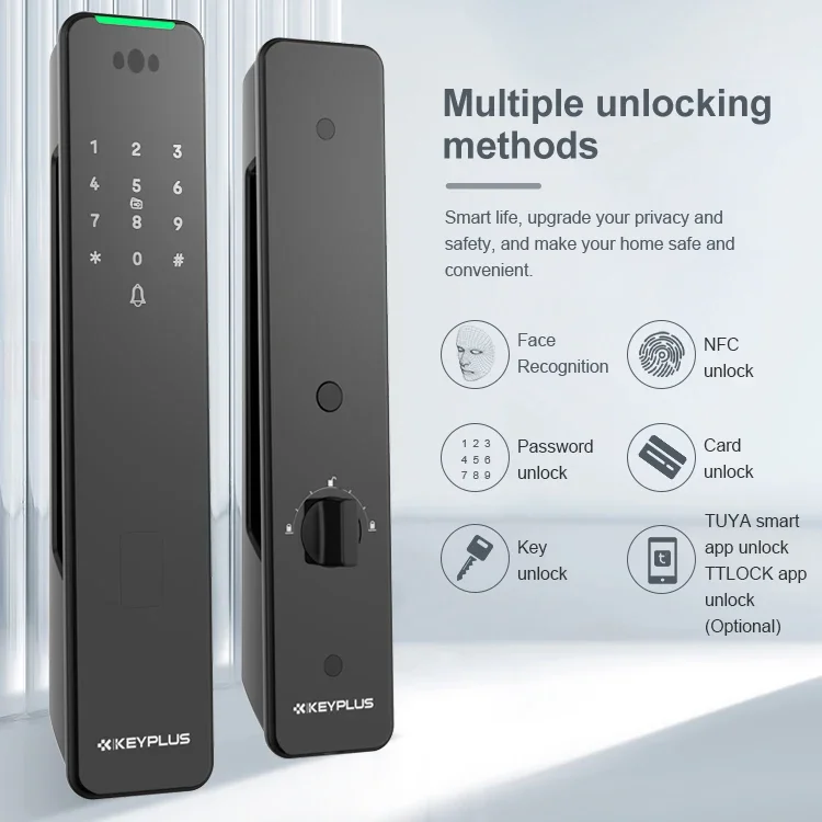 KEYPLUS Home Digital Inteligente Door Lock Password Tuya App Riconoscimento facciale Smart Lock
