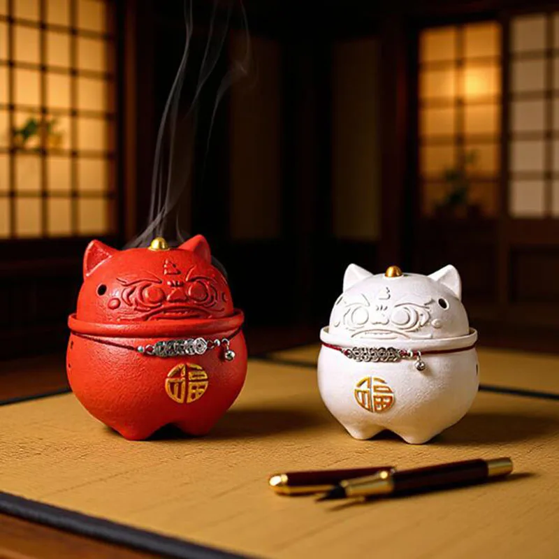 Chinese Style Wake Up the Lion Smoking Backflow Censer Sandalwood Coil Incense Holder Tea Pet Retro Home Decoration Ornaments