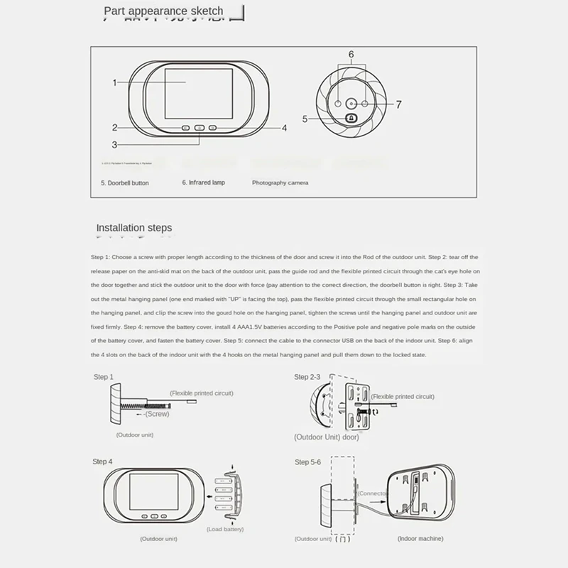 Digital LCD 2.8Inch Video Doorbell Peephole Viewer Door Eye Monitoring Camera 90 Degree Doorbell Motion Detection Eye