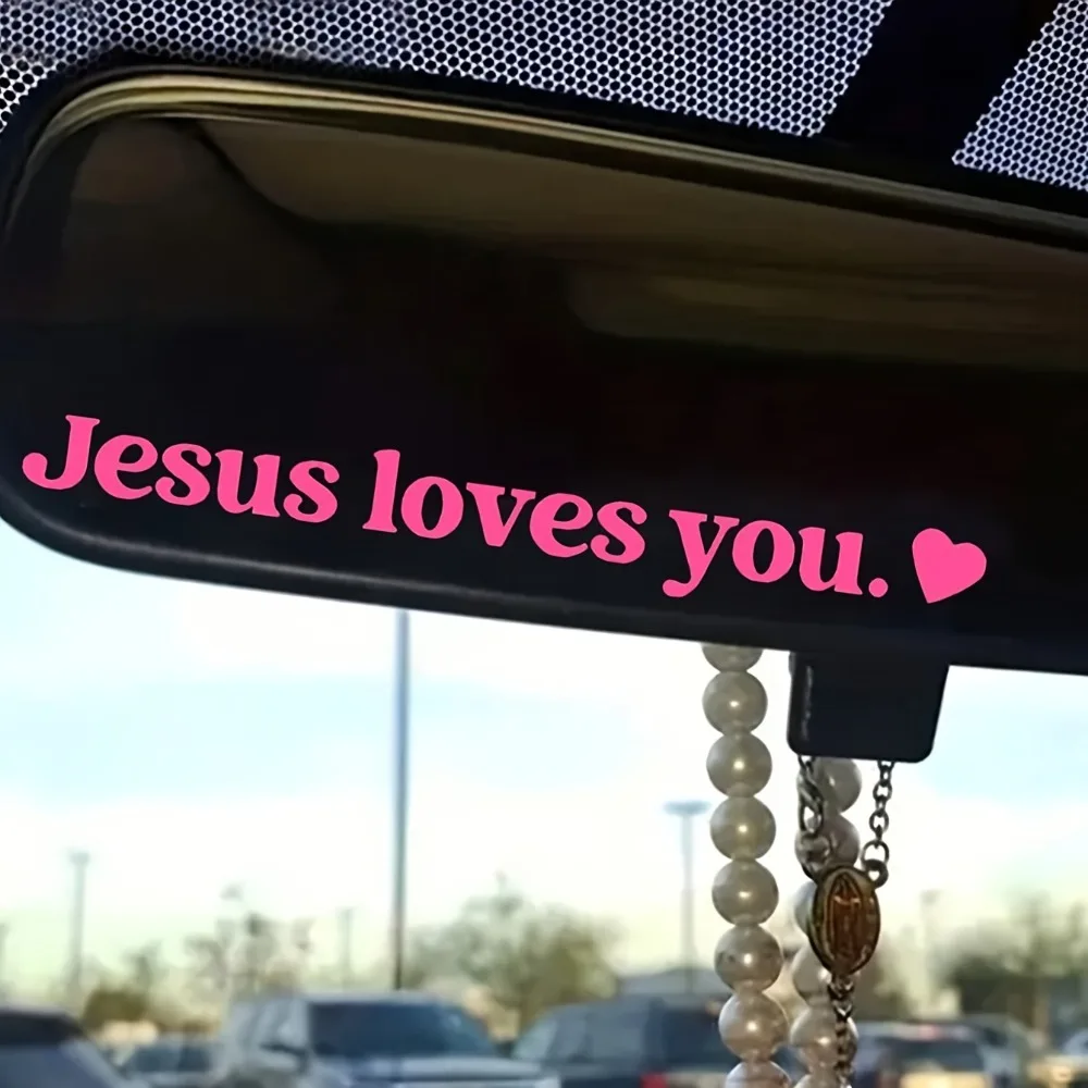 Jesus Loves You Waterproof Vinyl Stickers For Car Rearview Mirror Windows Safety Driving Durable Auto Exterior Decals