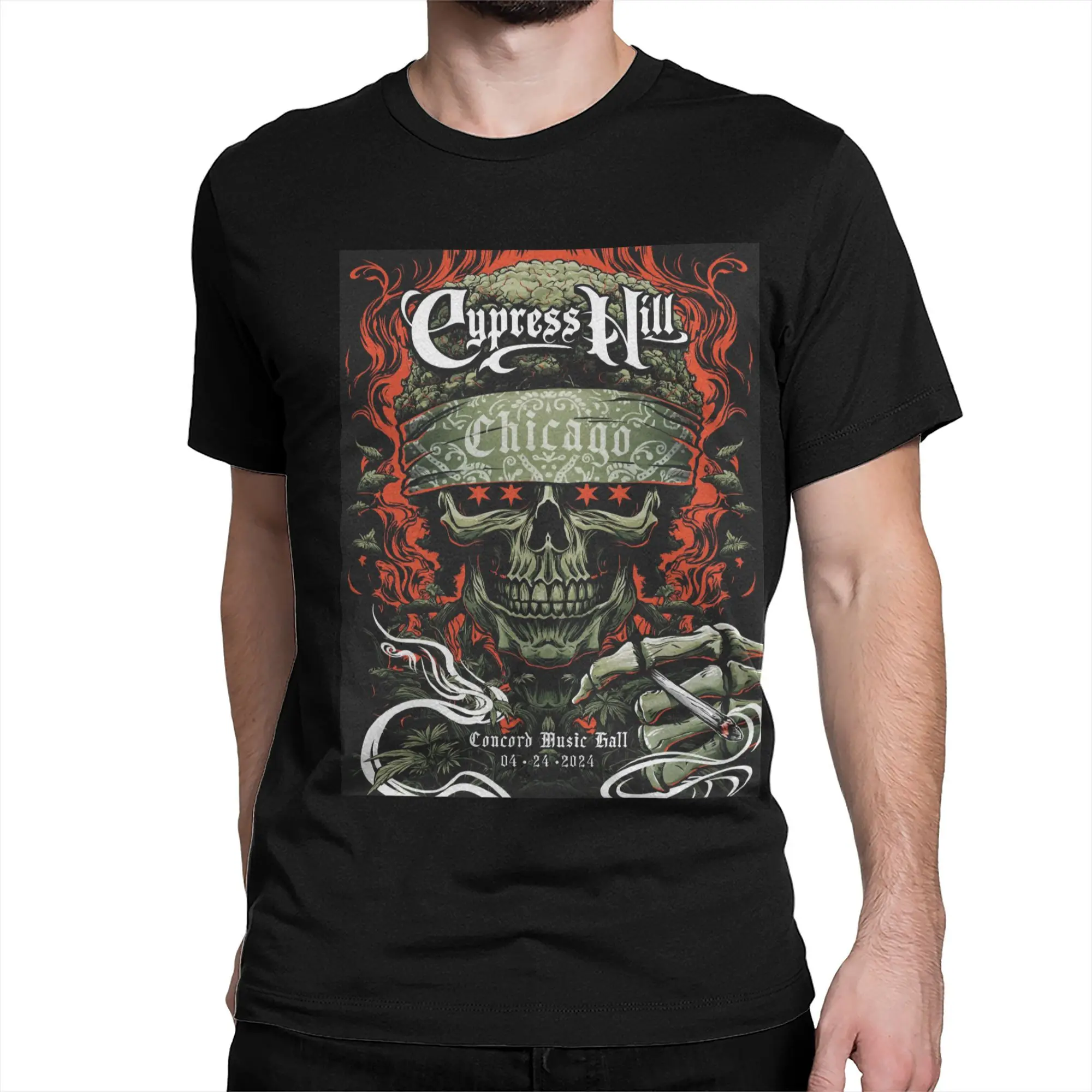 Cypress Hill Skull for Men Women T Shirts  Leisure Tee Shirt Short Sleeve Round Collar T-Shirts Cotton Plus Size Clothing