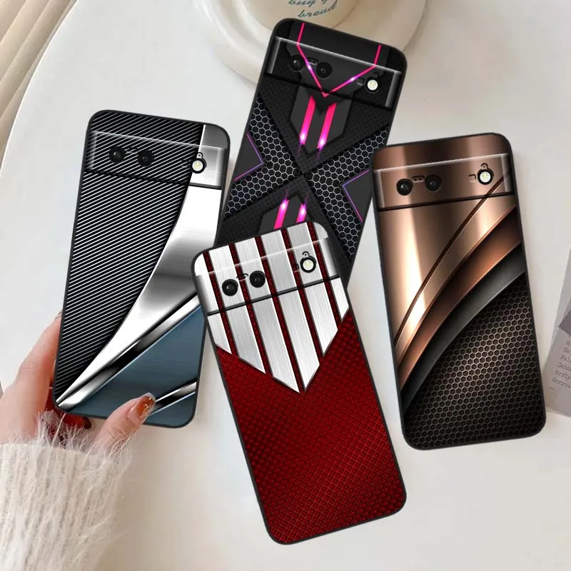Funda de teléfono con patrón de fibra de carbono para Google Pixel 9a 9 8A 8 7 7A 6 6A Pro XL 2024 5G, funda de silicona TPU suave negra