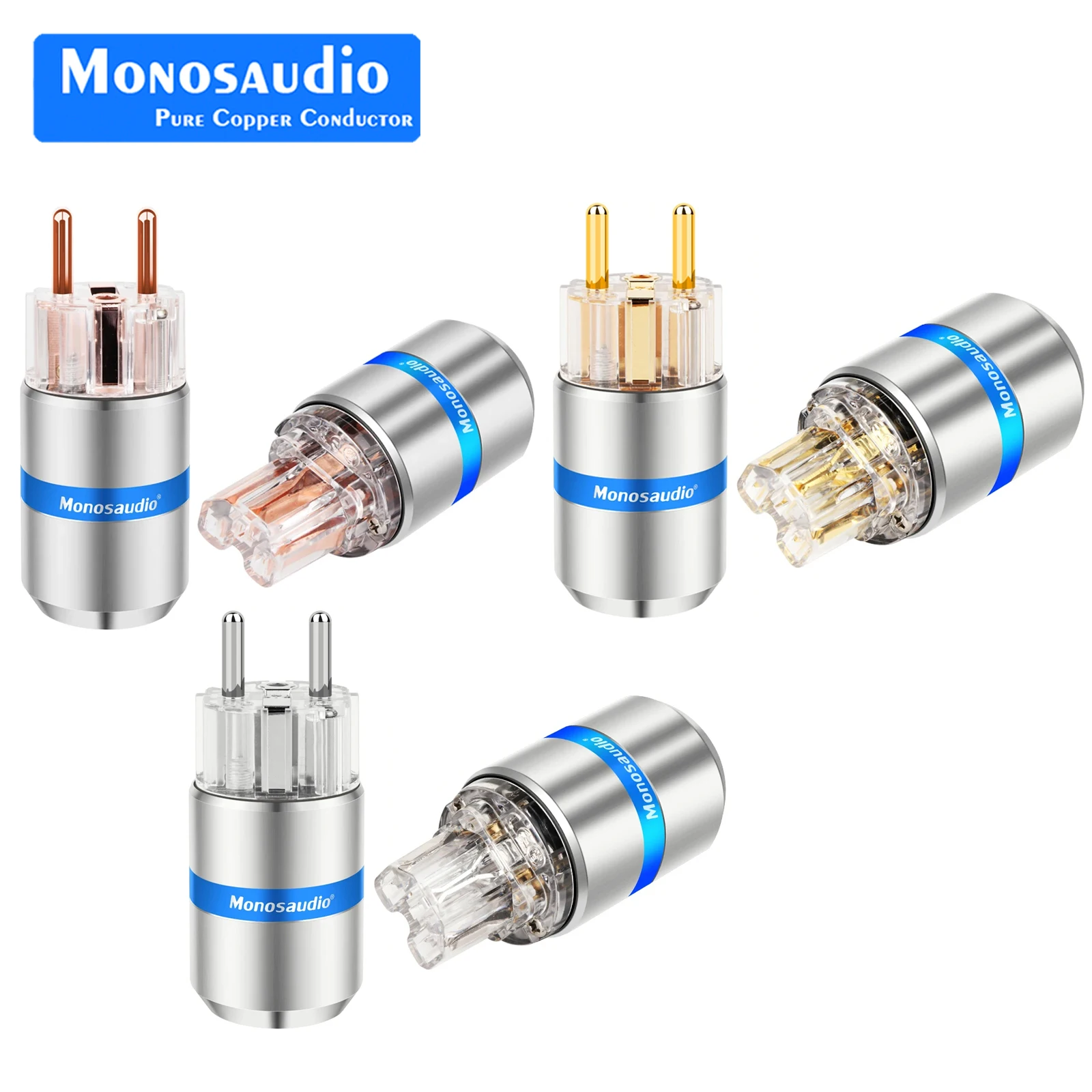

Monosaudio E107/F107 Pure Copper Schuko Power Plug hifi Audio Schuko Plug Hifi EUR Power Plug IEC Connectors EU Power cable