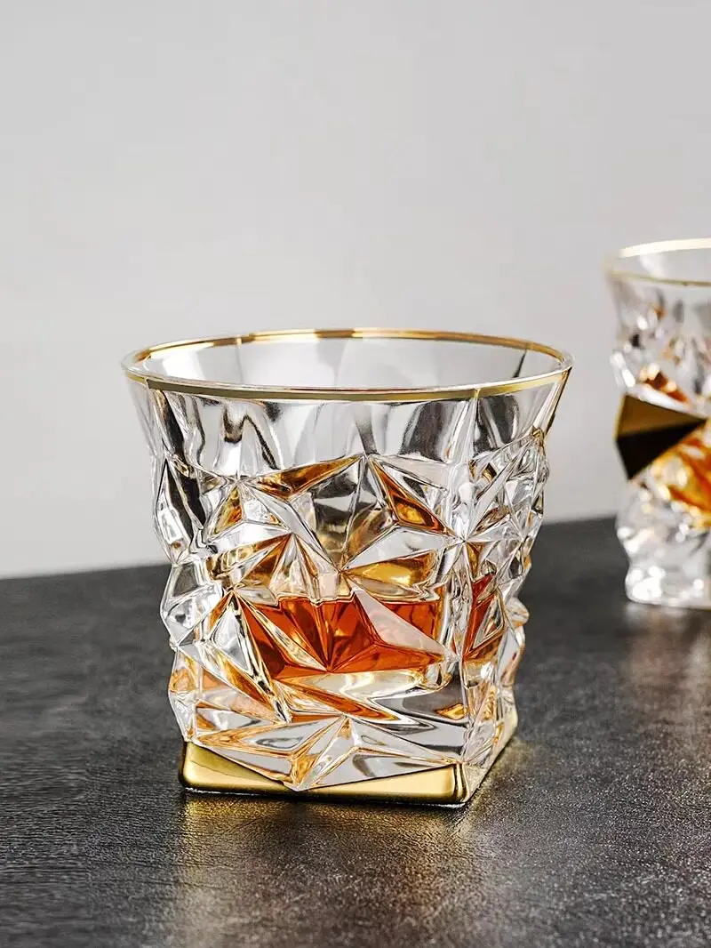 Crystal glass, light luxury gift whiskey cup wine bottle hand-drawn wine set