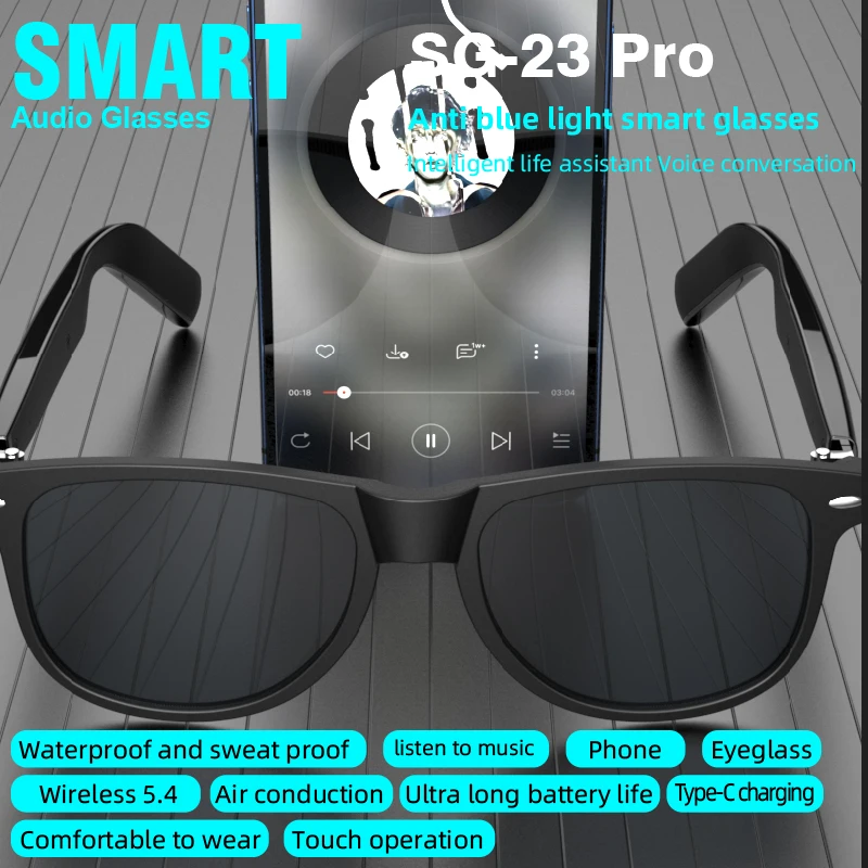 Bluetooth Smart Audio Sunglasses SG-23 Pro Open Ear Design Polarized Sun Glasses Handsfree Calling Outdoor Music Eyewear